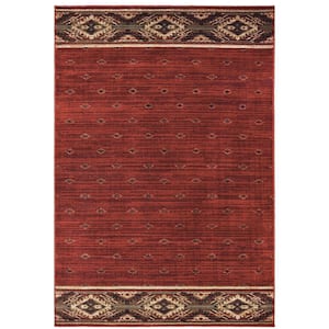 Timberidge Red/Gold 6 ft. x 9 ft. Border Area Rug