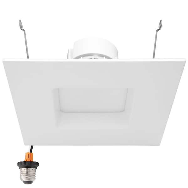 1-pack 6 in. 5 CCT Retrofit Square LED Downlight, 1200 Lumens, Color Selectable 2700K/3000K/3500K/4000K/5000K, Dimmable