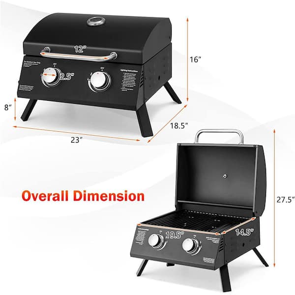 Alpulon Black 4-Burner Outdoor Foldable Propane GAS Grill with Wheels