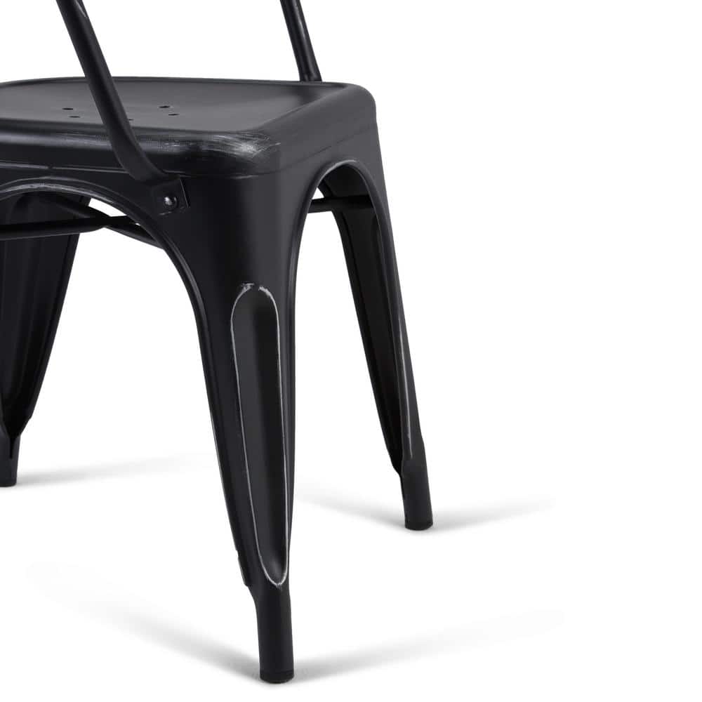 Larkin Distressed Black and Silver Metal Dining Arm Chair Set