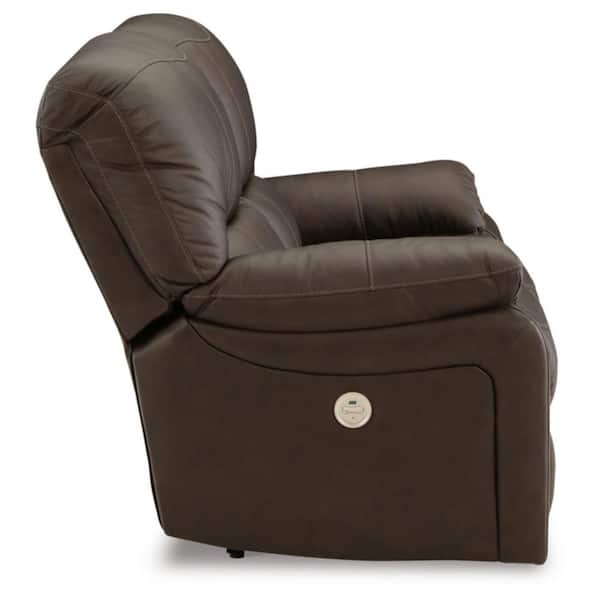 Leesworth 65 in. Solid Leather Match 2 Seat Power Reclining Loveseat with USB Ports in Brown