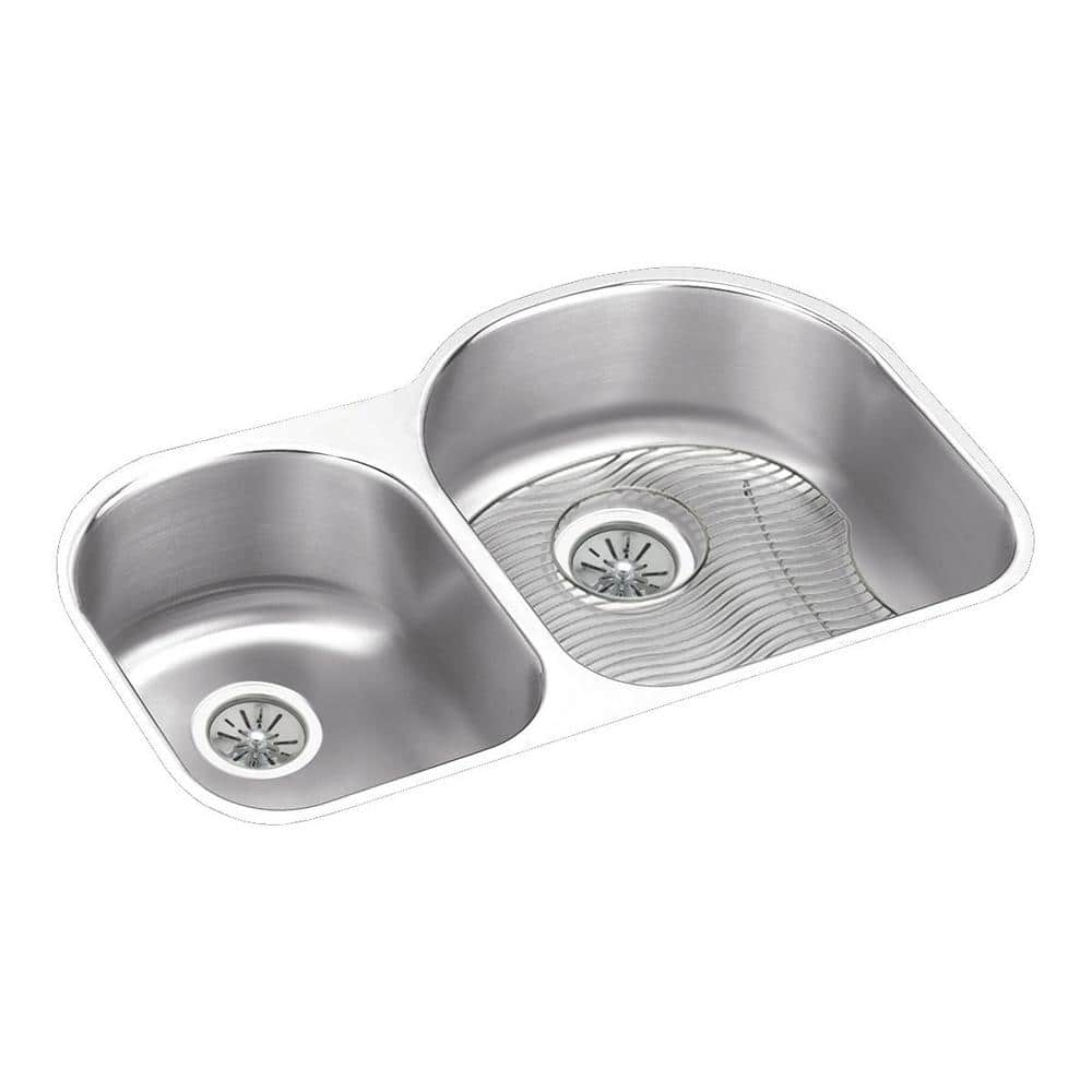 Lustertone Classic 31 in. Undermount Offset 40/60 Double Bowl 18-Gauge Stainless Steel Kitchen Sink Kit w/ Accessories price history on PriceWatchPro
