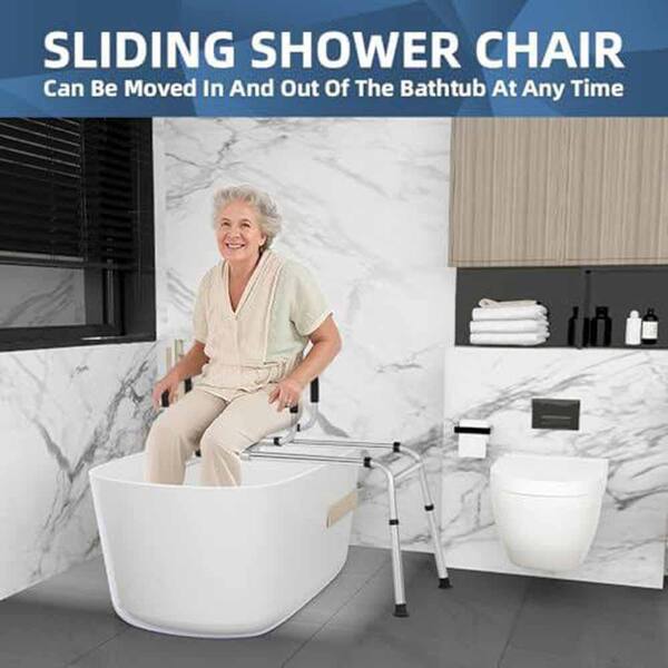 Aoibox Sliding Shower Chair W Adjustable Height 360