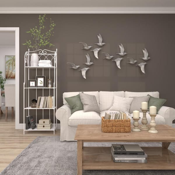 Resin Silver Metallic 3D Sculpted Bird Wall Decor (Set of 3)