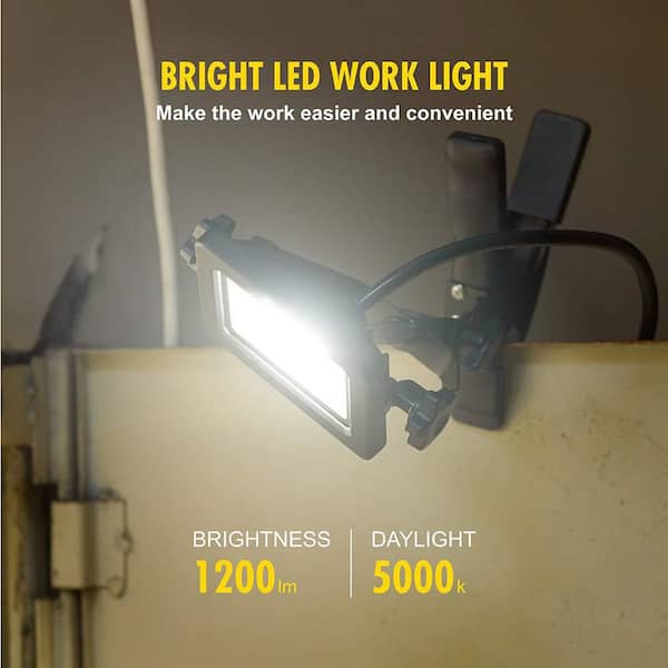 10-Watt LED Clamp Work Light 120-Volt Portable 1200 Lumens Adjustable Fixture w/ 5 ft. Power Plug for Garage & Job Site