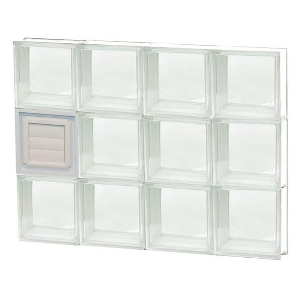 Clearly Secure 31 in. x 23.25 in. x 3.125 in. Frameless Clear Glass Block Window with Dryer Vent