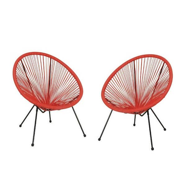 Windows 98 Red Log Dracelo Outdoor Woven Acapulco Lounge Chairs Set of 2, PE Rattan Seat ...