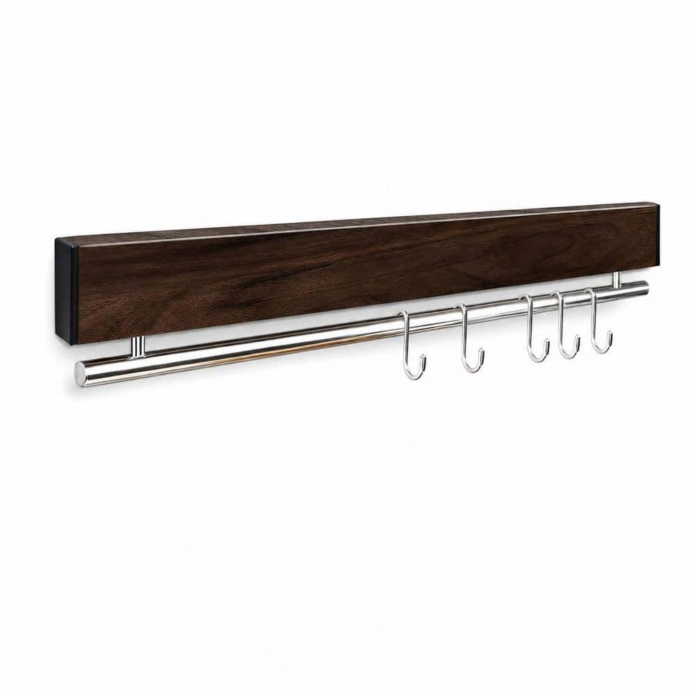 12 in Walnut-Finish Stainless Steel Magnetic Knife Holder with 5 Hooks and Adhesive Tape price history on PriceWatchPro
