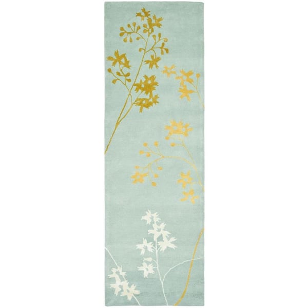 SAFAVIEH Soho Light Blue/Multi 3 ft. x 10 ft. Floral Runner Rug
