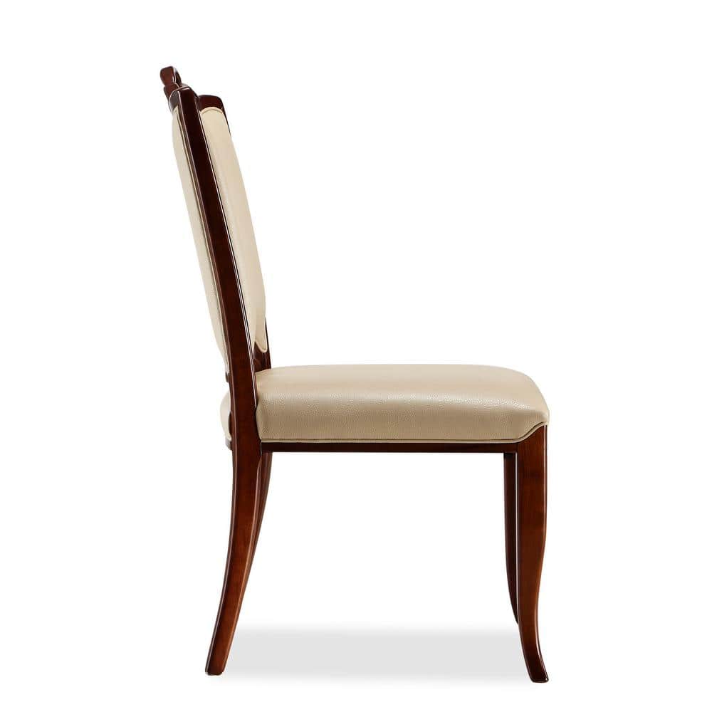 Regent Cream Faux Leather Dining Chairs with Beech Wood Frame, Set of 2