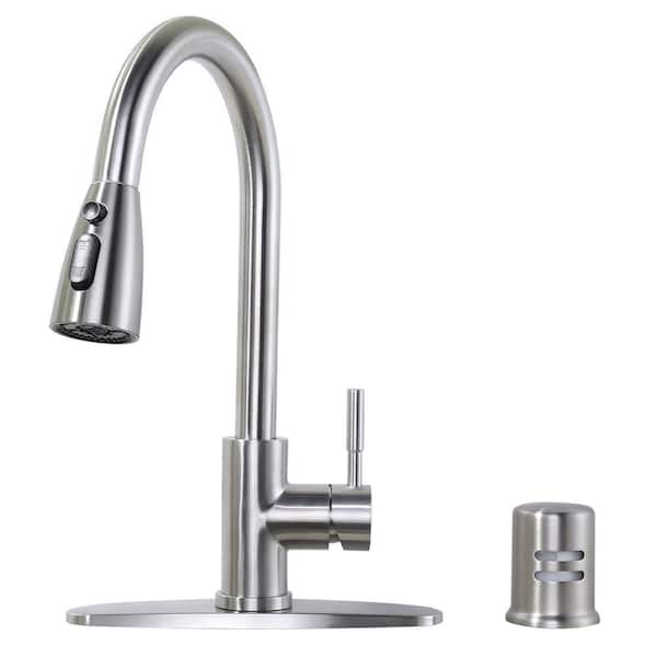 Single Handle Pull Down Sprayer Kitchen Faucet with Air Gap Kit in Brushed Nickel