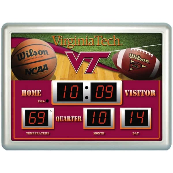 Team Sports America Virginia Tech University 14 in. x 19 in. Scoreboard Clock with Temperature