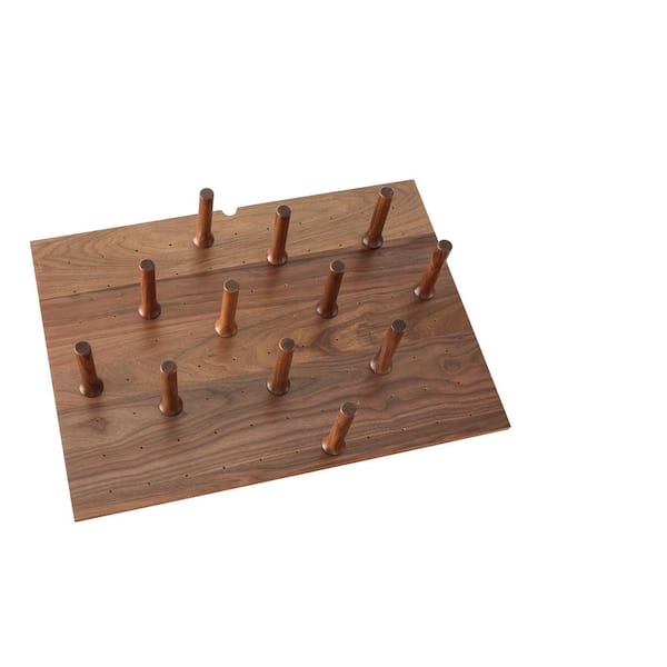 Walnut Trim-to-Fit Drawer Peg Board Insert with Wooden Pegs 30.25 in. W x 21.25 in. D x 6.63 in. H