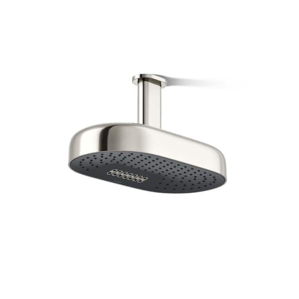 KOHLER Statement Oblong 2-Spray Patterns 2.5 GPM 14 in. Ceiling Mount Rainhead Fixed Shower Head in Vibrant Polished Nickel
