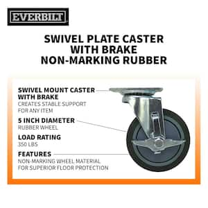 5 in. Gray Rubber Like TPR and Steel Swivel Plate Caster with Locking Brake and 350 lb. Load Rating