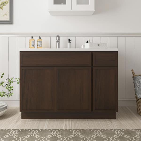 42 in. W x 21 in. D x 32.5 in. H Bath Vanity Cabinet without Top in Brown (Unassembled)