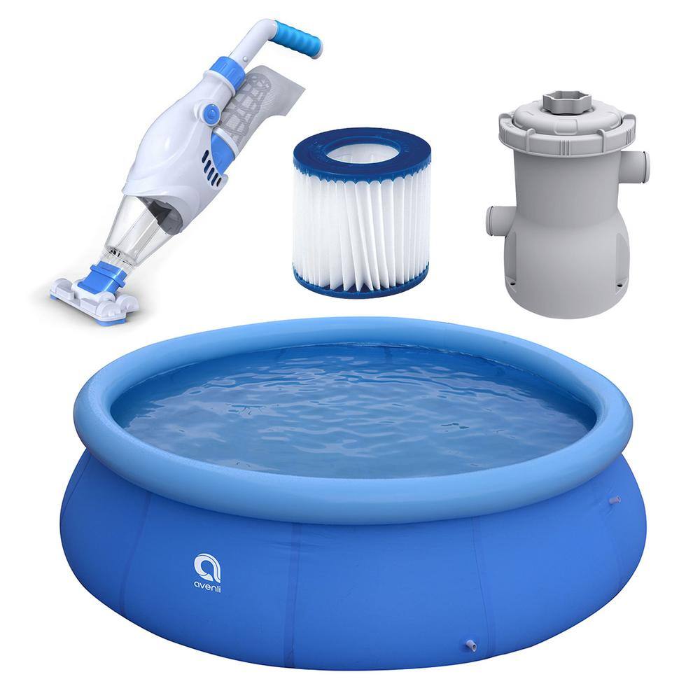 JLeisure 144 in. Round 30 in. D Inflatable Pool Bundle with Filter