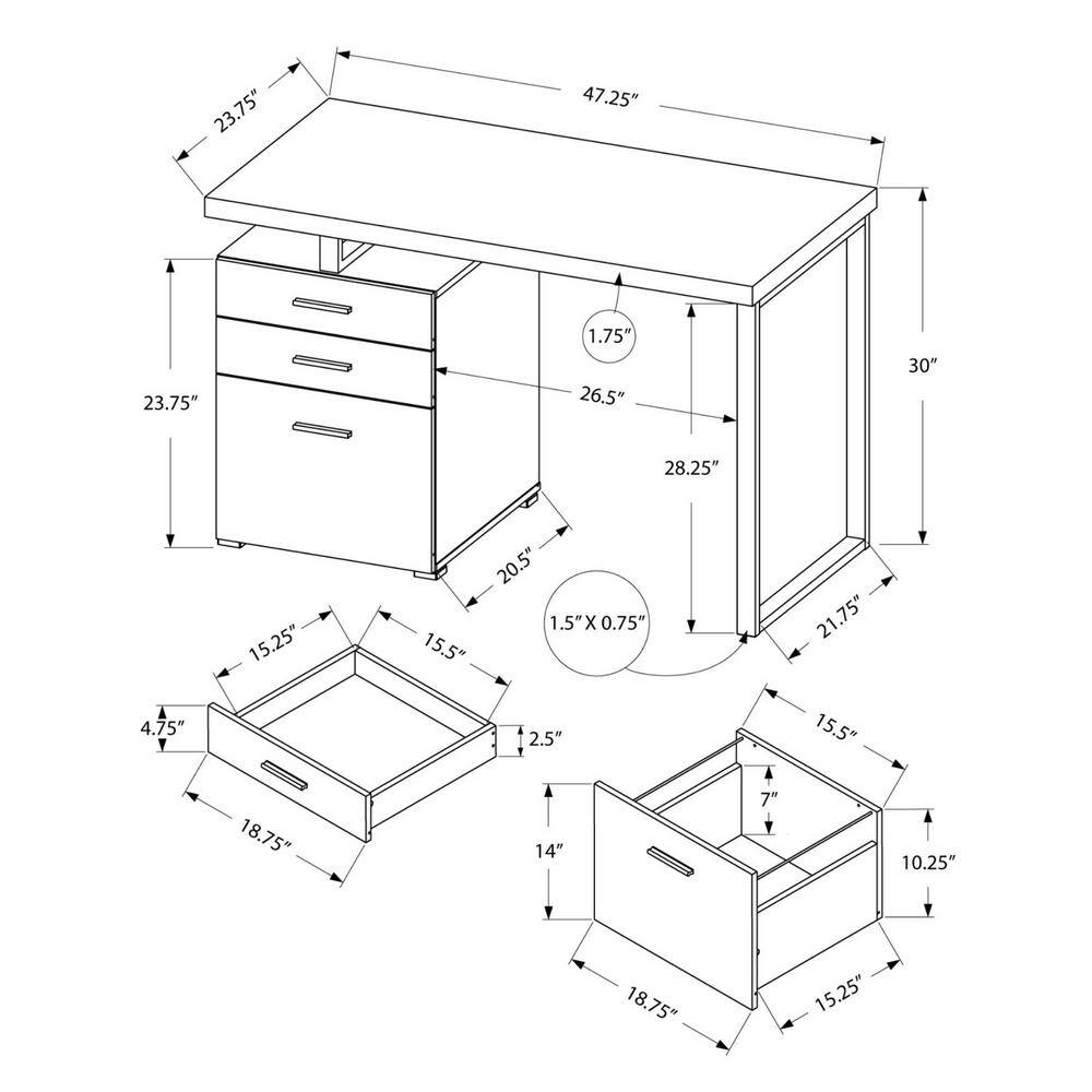 Transitional Black/Gray Wood Home Office Desk with 3 Drawers