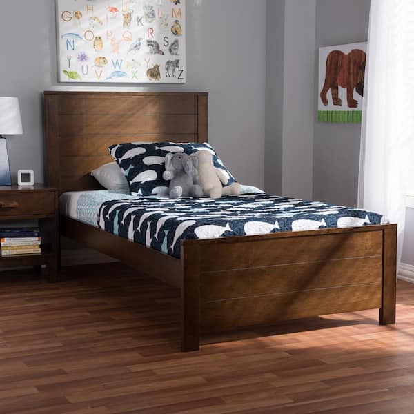 Baxton Studio Catalina Walnut Brown Twin Platform Bed 143 7860 HD