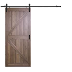36 in. x 84 in. Gunstock Oak K-Design Solid Core MDF Barn Door with Hardware