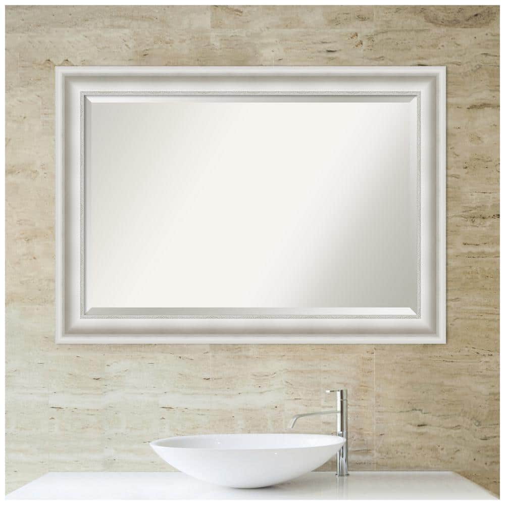 Large White Polystyrene Framed Rectangular Vanity Mirror