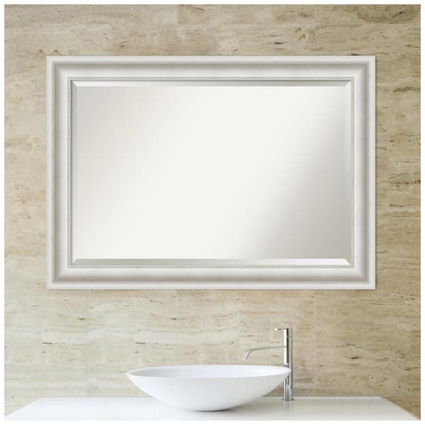 Parlor 41.5 in. x 29.5 in. Modern Rectangle Framed White Bathroom Vanity Mirror