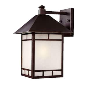 Artisan Collection 1-Light Architectural Bronze Outdoor Wall Lantern Sconce