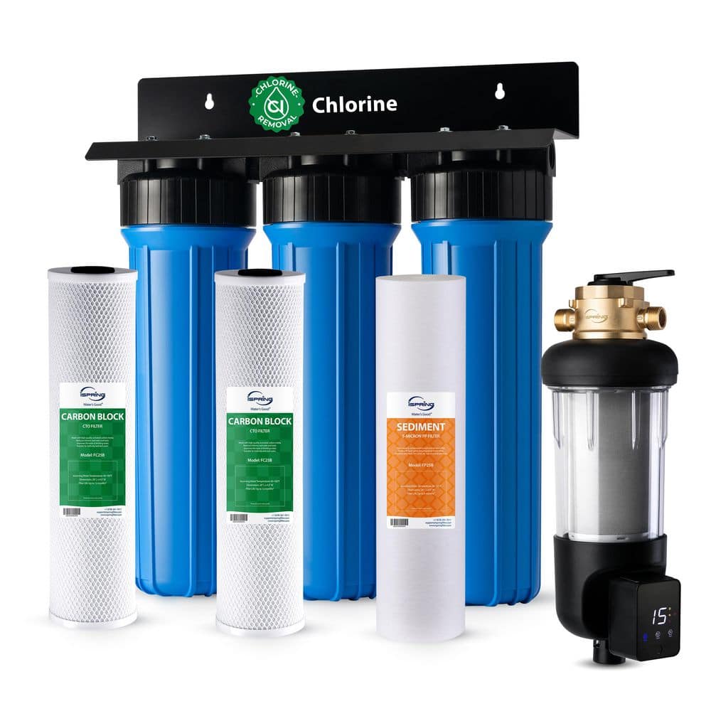 WGB32B Whole House Water Filter System w/ WSP100ARJ-BP Jumbo Spin Down Sediment Filter, Reduces Sediment and Chlorine