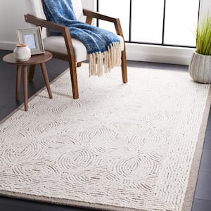 Abstract Beige/Ivory 6 ft. x 6 ft. Floral Medallion Square Area Rug