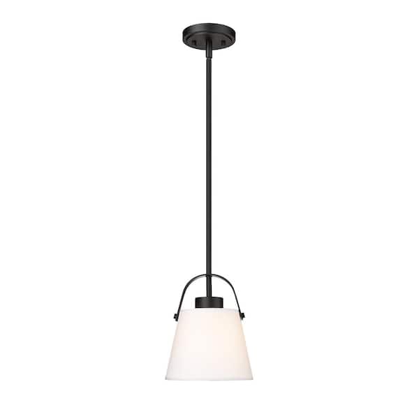 Unbranded Z-Studio Linen Pendant 8 in. 1-Light Matte Black Pendant Light with Ivory Fabric Shade with No Bulbs included