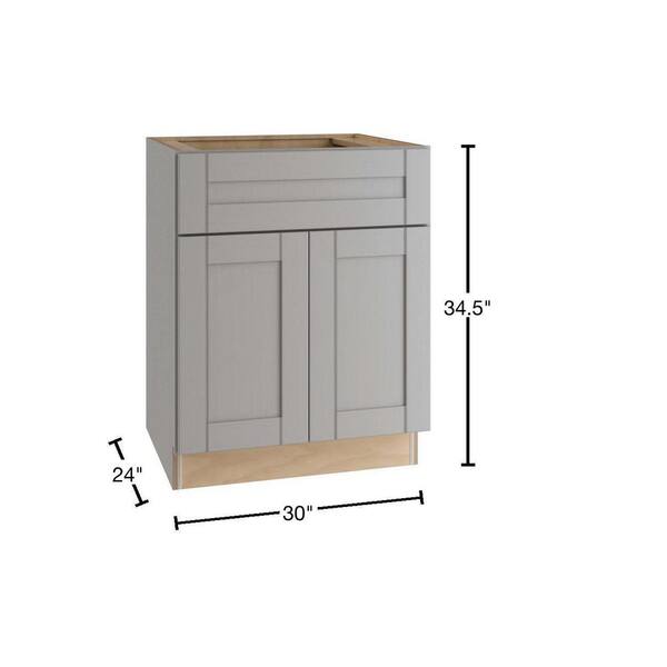 Contractor Express Cabinets Arlington Veiled Gray Plywood Shaker Stock Assembled Sink Base Kitchen Cabinet Soft Close 30 in W x 24 in D x 34.5 in H