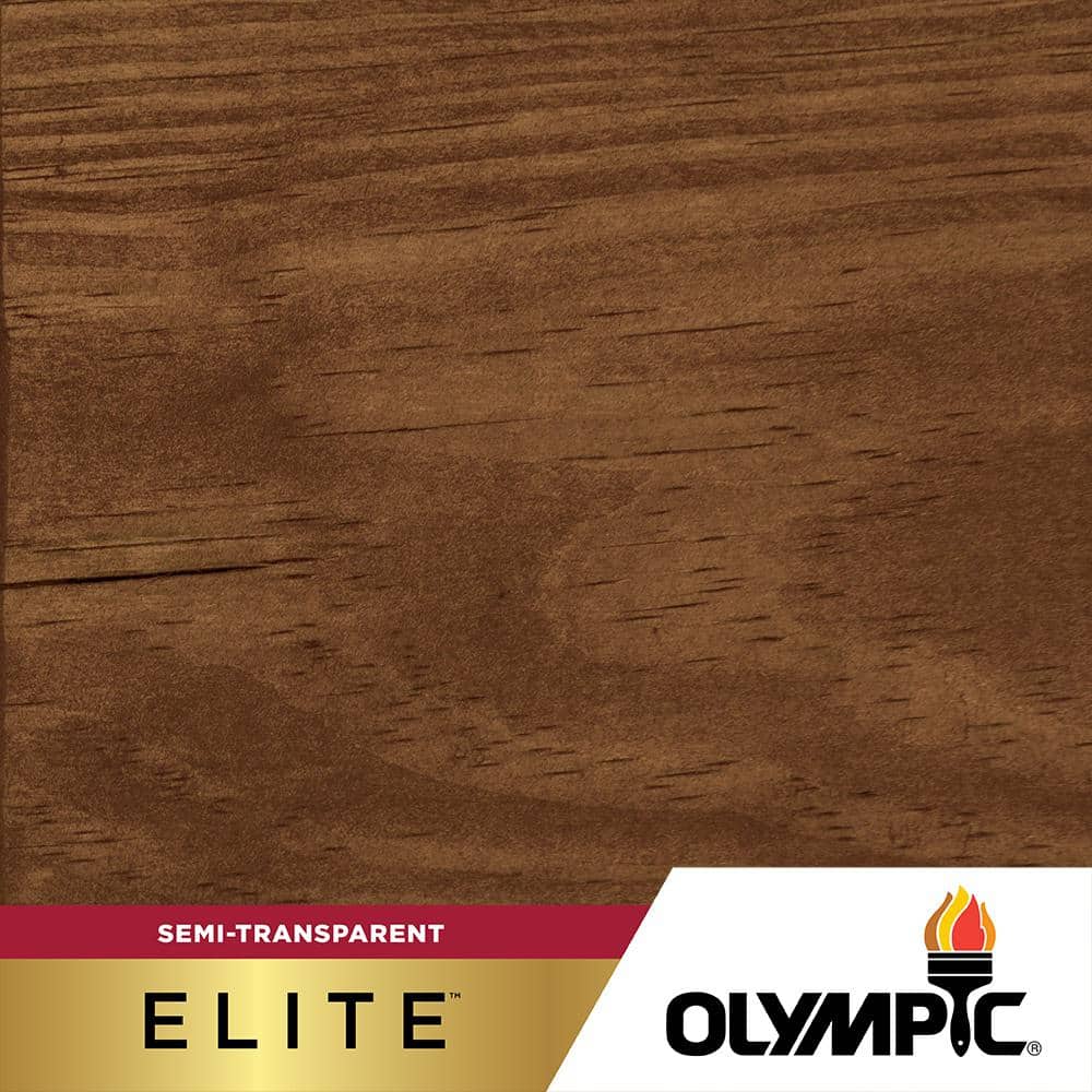 Olympic Elite 3-gal. EST730 Teak Semi-Transparent Exterior Stain and Sealant in One Low VOC, Brown -  OLYEST730-03NV
