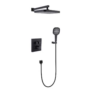 3-Spray Dual Wall Mount Shower Head and Handheld Shower Head 1.8 GPM in Matte Black