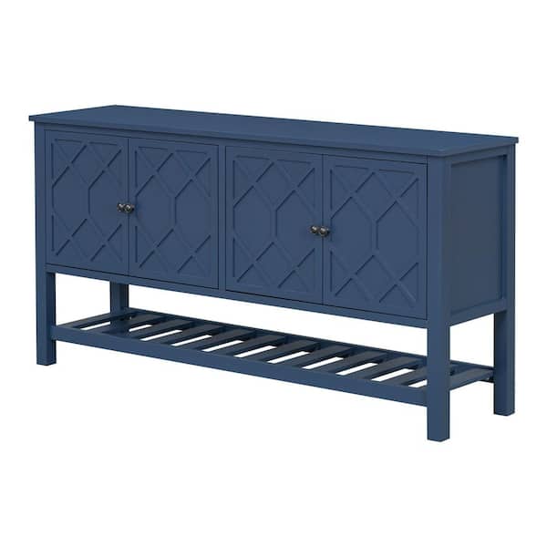 Polibi 59.8 in. Navy Blue Rectangle Wood Console Table