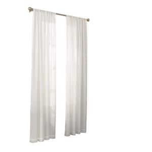 White Solid Rod Pocket Sheer Curtain - 52 in. W x 63 in. L