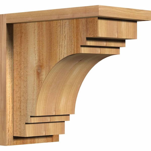 Ekena Millwork 8 in. x 14 in. x 14 in. Western Red Cedar Pescadero Rough Sawn Corbel with Backplate