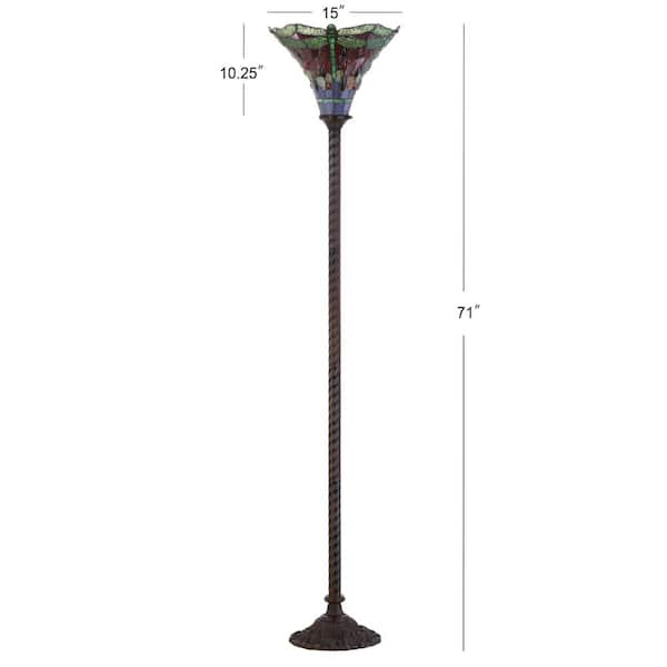 Jonathan Y Dragonfly Tiffany-Style 71 Torchiere Floor Lamp - Bronze