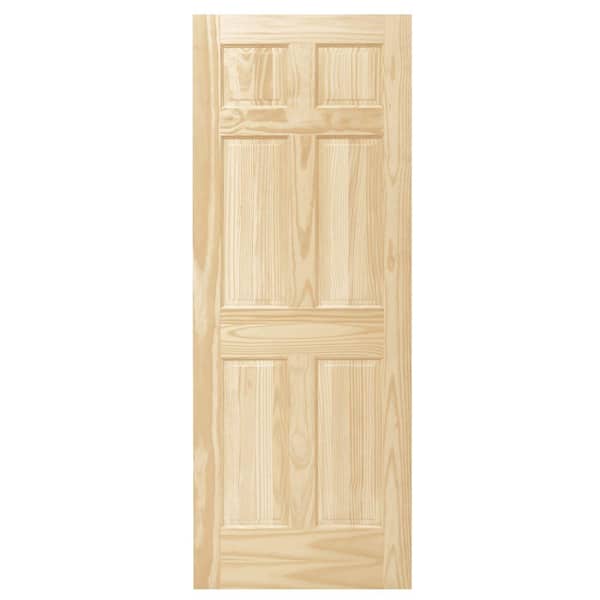 Steves & Sons 30 in. x 80 in. 6-Panel Solid Core Unfinished Pine Interior Door Slab