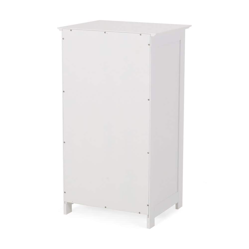 NAT 17 in. W x 13.5 in. D x 30.25 in. H White Linen Cabinet with Doors, Dra