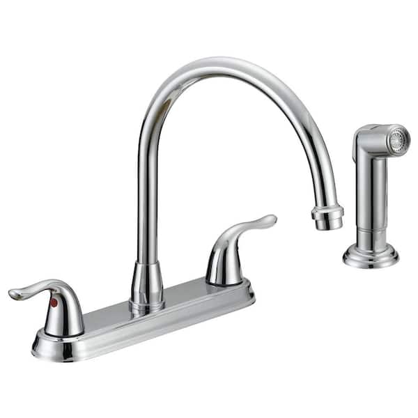 EZ-FLO Impression Collection Two-Handle Standard Kitchen Faucet with Side Sprayer in Chrome