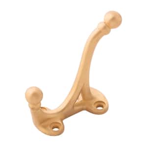 Hooks Collection 5/8 in. C/C Brushed Golden Brass Double Coat Hook