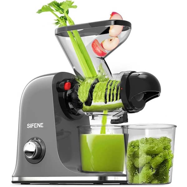 SIFENE Dual Feed Chute Slow Masticating Juicer, Vegetable and Fruit Juice Maker Squeezer Machines, Recipes Included