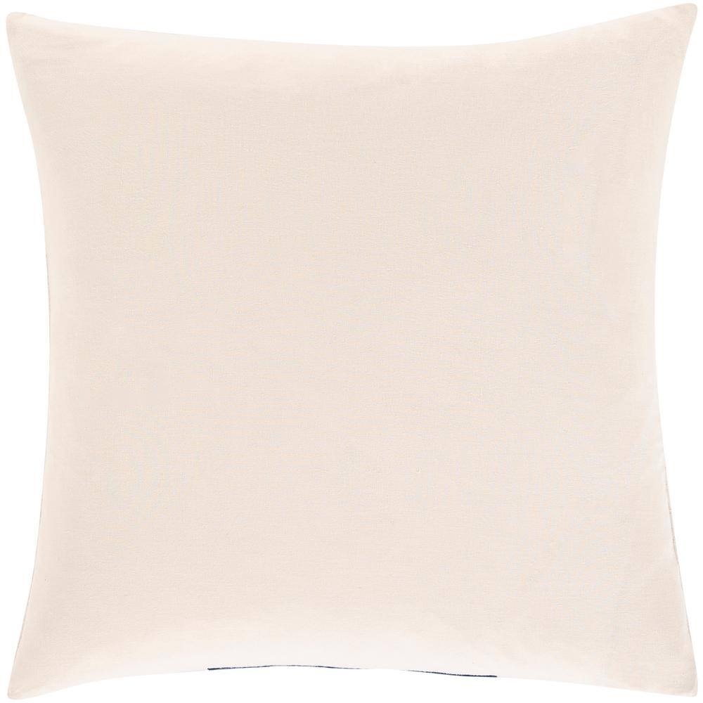 Navy and Ivory Cotton Blend Square Throw Pillow