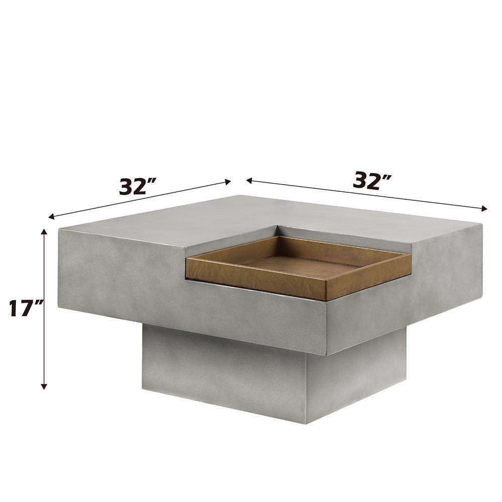 Kailano 32" Weathered Gray Fiber Cement Square Coffee Table