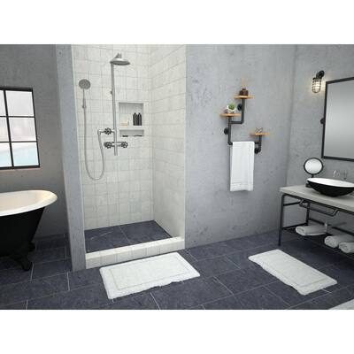 WonderFall Trench 48 in. x 48 in. Single Threshold Shower Base with Right Drain and Tileable Trench Grate