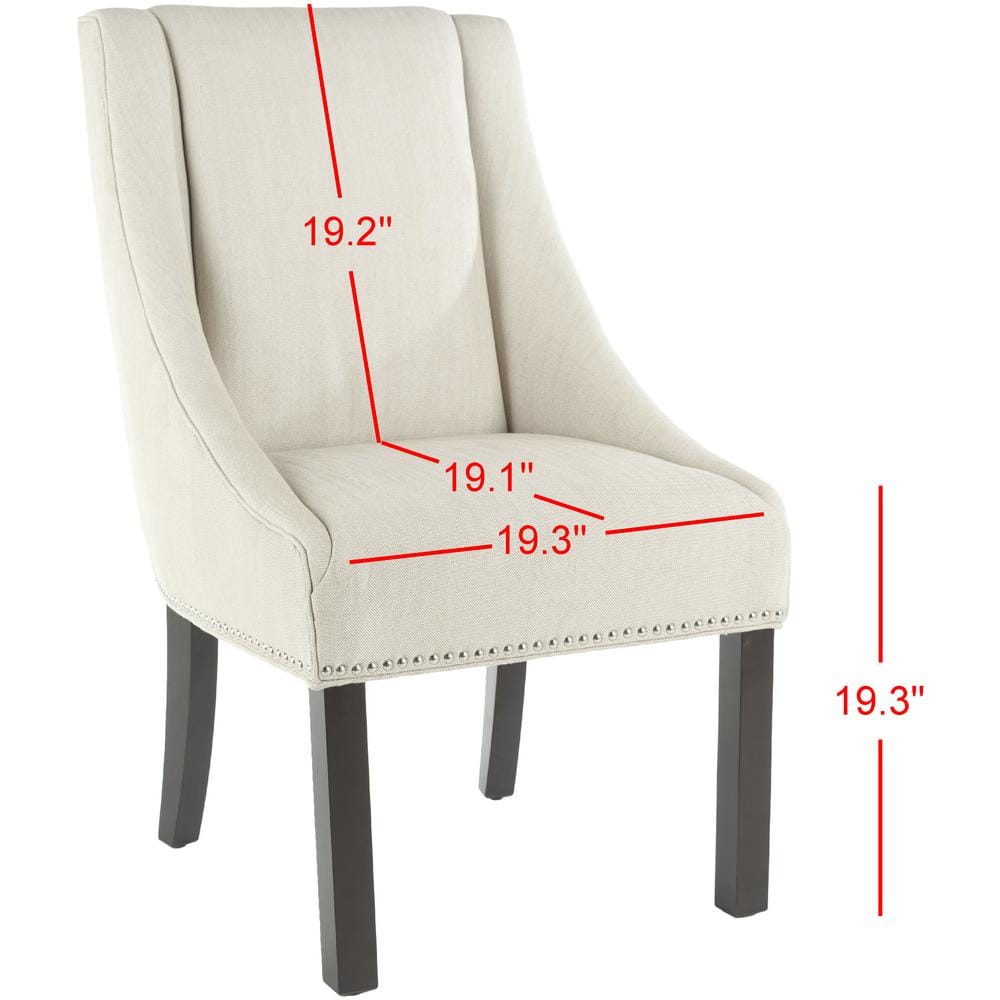 Morris Beige Linen Upholstered Dining Chairs with Birch Legs, Set of 2