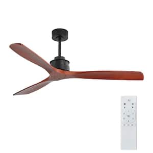 60 in. Indoor/Outdoor Black  Ceiling Fan with Whit 6-Speed Long-Handled DC Remote Control and Two Types Included