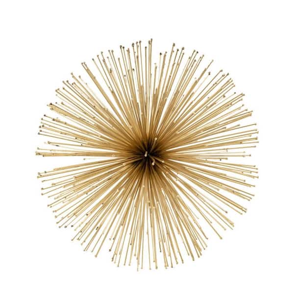 HomeRoots Metal Gold Decorative Urchin Spiky Sphere Tabletop Sculpture