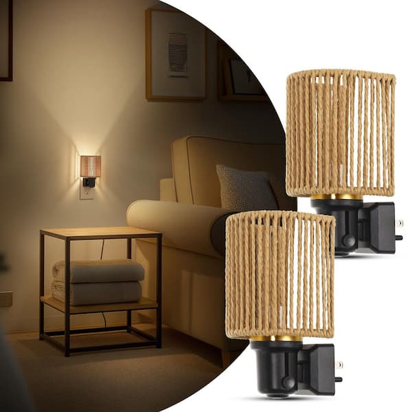 Boho Night Lights Plug into Wall, Dimmable Decorative Vintage Night Lights with Light Sensor(4-Pack)