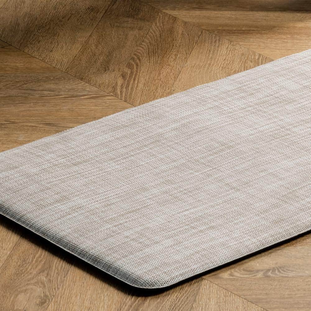 Off-White Synthetic Non-Slip Rectangular Comfort Mat 20" x 42"